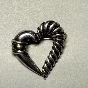 David Yurman .925 14K Gold Cable Heart Brooch Pin